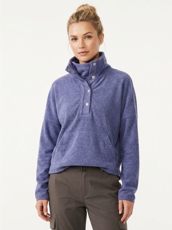 REI Tops - REI Co-op Button Front Terry Pullover Hemp Cotton Purple Large
